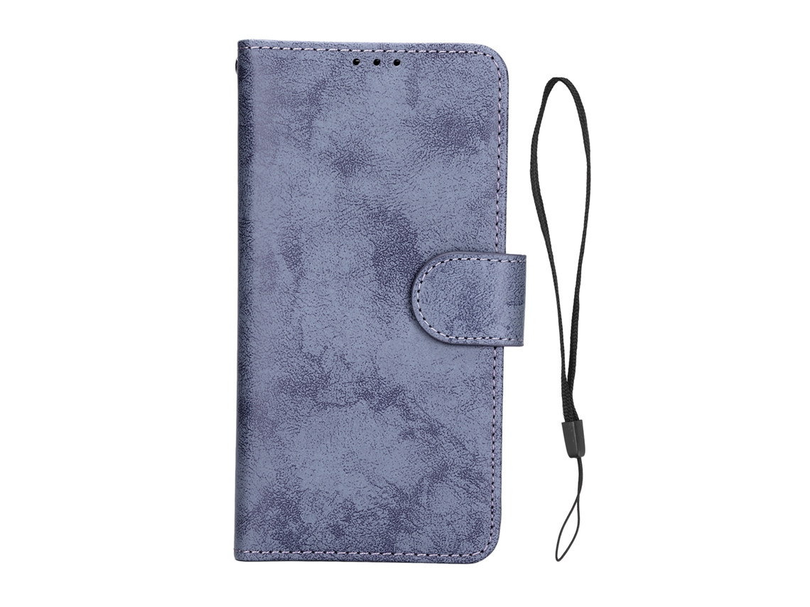 Capa Para Celular Dobrável 2 Em 1 Com Carteira Magnética Detalhável Protetora Antichoque E Função De Suporte Azul Escuro