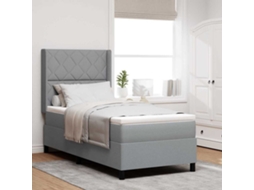 Vidaxl Cama Box Com Almofada Manual Cinzento-claro 200 X 90 Cm Tecido