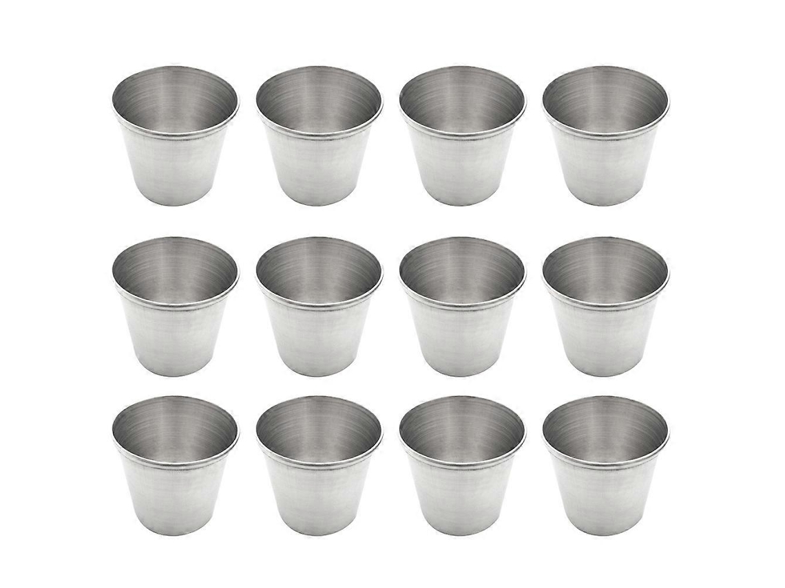 12 Vasos de Acero Inoxidable para Chupitos Ligeros Y Resistentes Ideal para Camping Picnic Y Ocasiones Especiales 45ml Plata