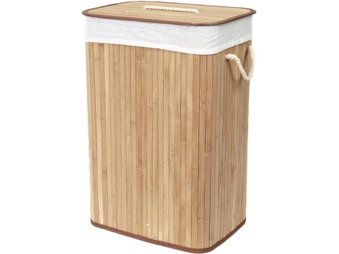 Baú De Roupa Suja De Bambu Natural Compactor