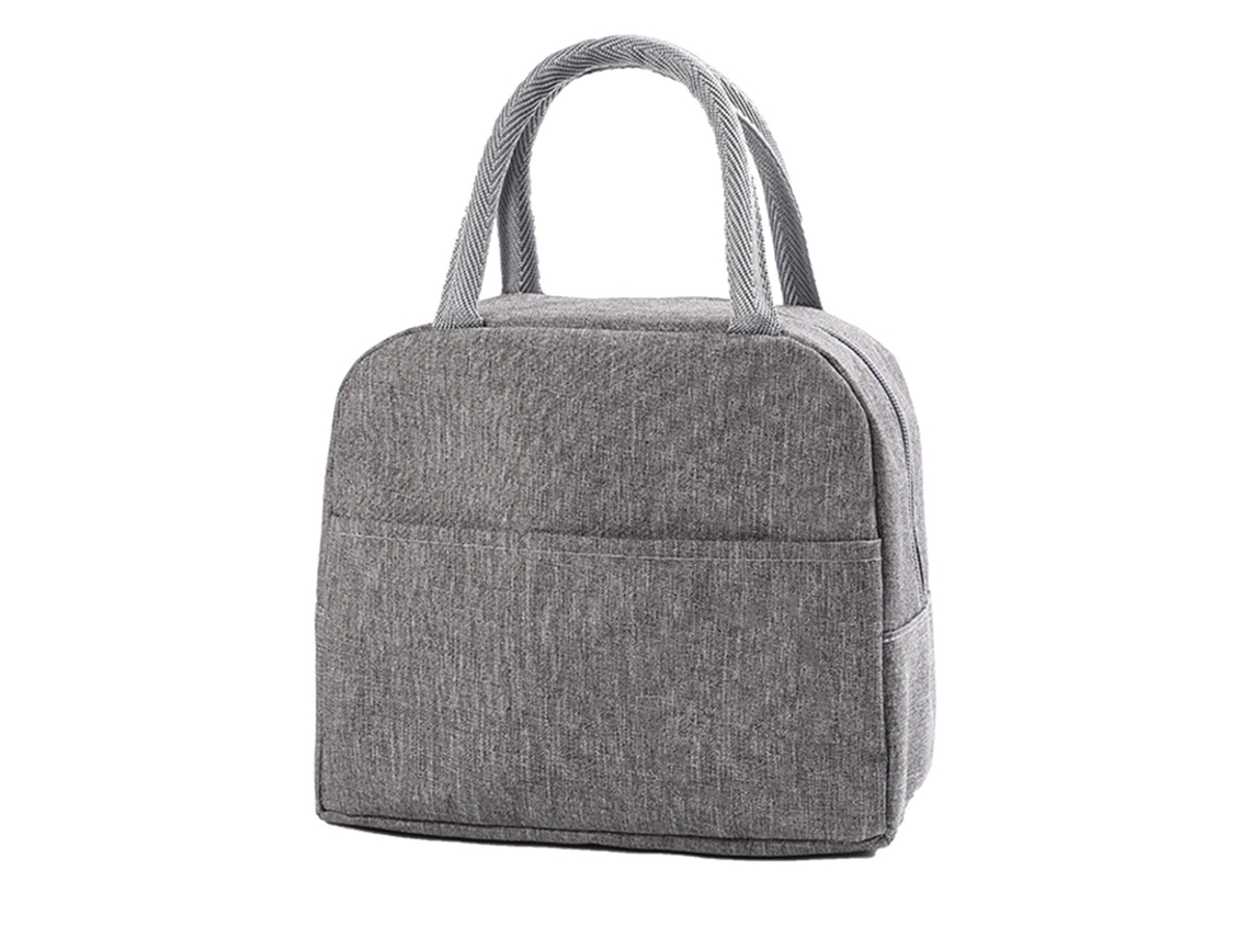 Sacola para Lanche Isolada Reutilizável com Alça Grande Capacidade Impermeável Oxford Cinza