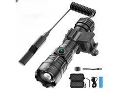 Lanterna Tática Outdoor, Recarregável Via Usb c, 6000 Lúmens, 3 Modos, Zoom, Suporte Fixo. CZHHMART