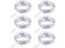 6 Pack Luces De Cadena De Hadas 7.2ft 20 Led Con Pila Para Decoración Navideña