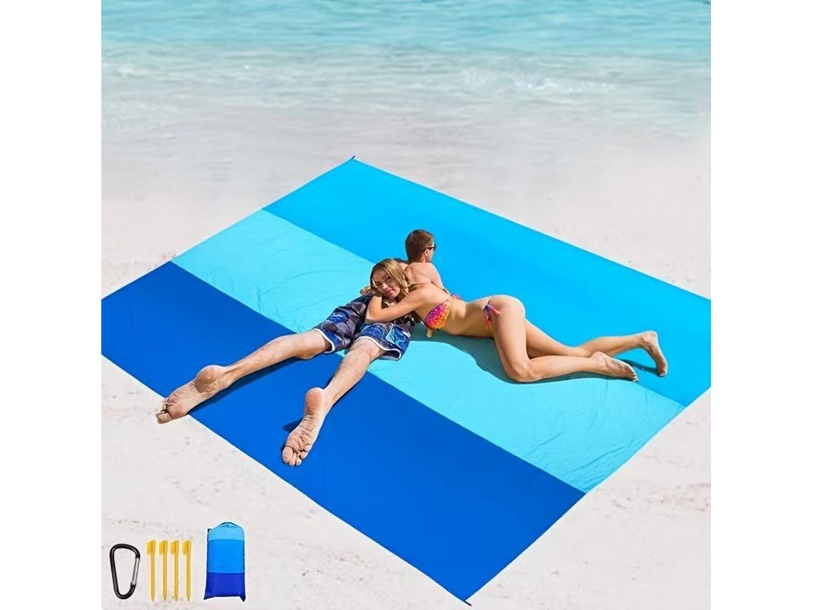 Tapete Praia 200x210cm ,rápida, Anti-areia Para Campismo, Piquenique E Viagens Em Família Azul/azul Claro Hexinyigjly