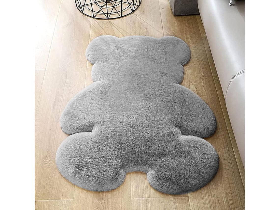 Tapete de urso Nova Line, 60x80cm, pelúcia, cinza | S/MARCA