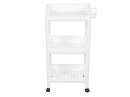 Prateleira Torre Banheiro Plástico 3 Camadas com Rodas Organizador Multifuncional Branco S/MARCA