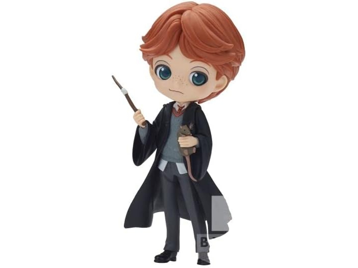 Figura Ron Weasley com Rato Scabbers e Varinha Harry Potter Q Posket B 14 Cm