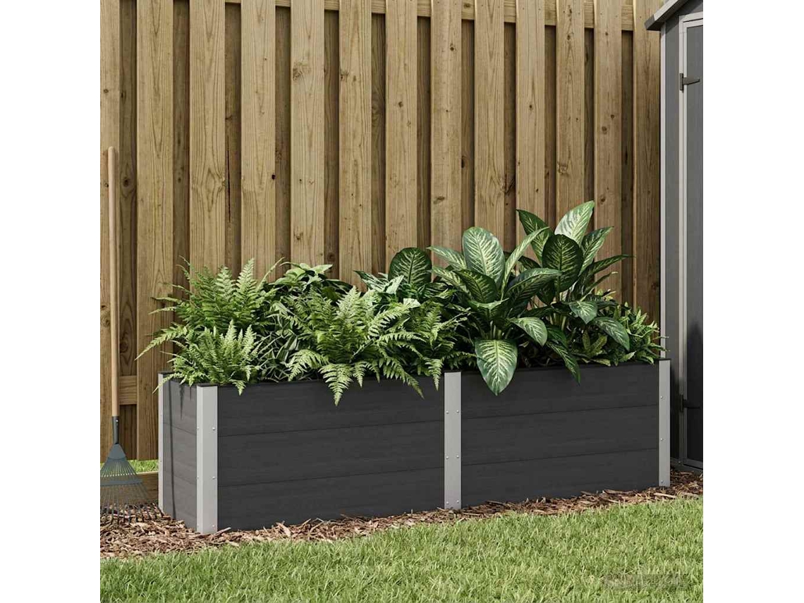 Vidaxl Canteiro De Jardim Elevado Preto 200 X 50 X 54 Cm