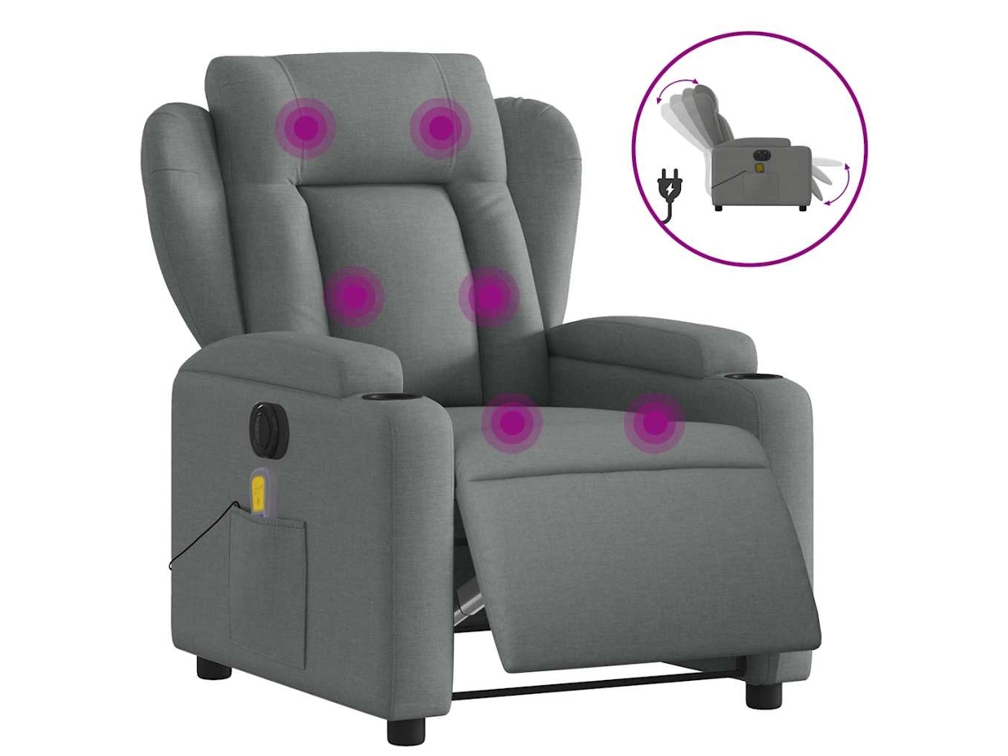 Electric Massage Recliner Chair, Electric Massage Recliner Chairs Vidaxl Cinzeto Tecido