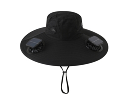 Chapéu de Sol Elétrico de Aba Larga com Ventilador MDUG (branco sujo)