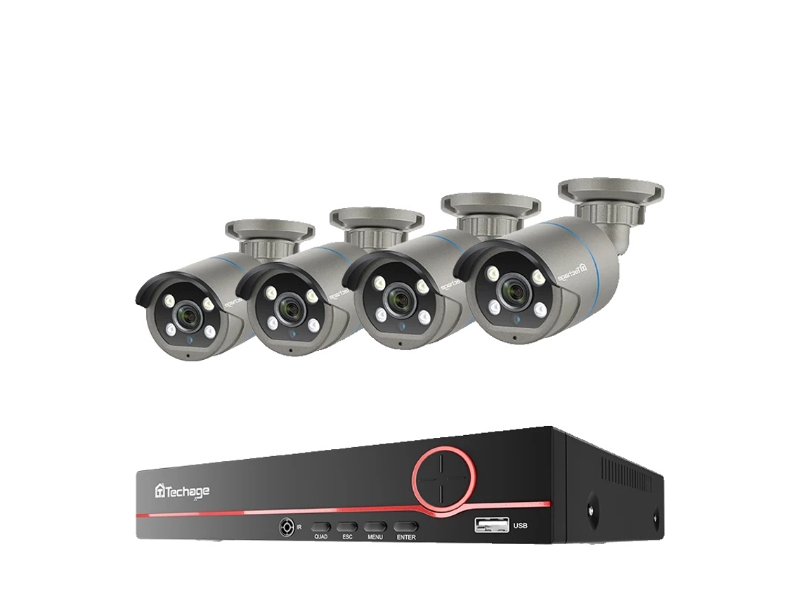 Sistema De Cã¢meras De Seguranã§a, Resoluã§ã£o 4mp, Detecã§ã£o Facial Por Ia, Nvr 8ch E 8 Cã¢meras, 3t , 8ch Nvr E 4 Cã¢meras, Nenhum Oem (????)