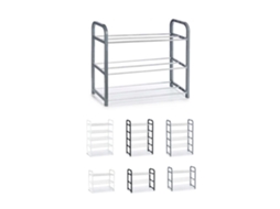 Zapatero De Metal Y Plástico – Zapatero Organizador Ideal Para Recibidor, Pasillos Y Salón Gris 3 Estantes