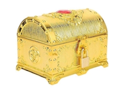 Baú De Tesouro Pirata Antigo Dourado Com Fechadura E Chave Plástico Para Crianças Armazenamento Brinquedos