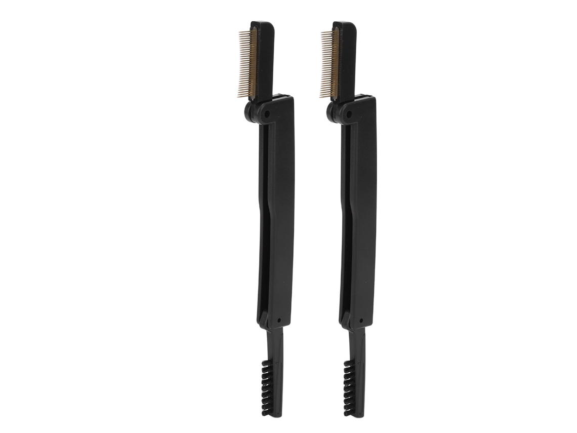 2 Peças De Pente Plegável De Metal De Duas Faces Para Cílios E Sobrancelhas