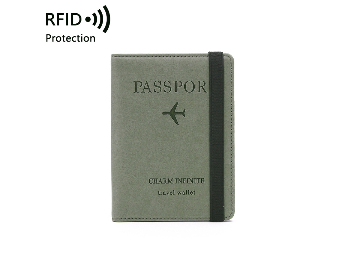 Bolsa Porta-passaporte Rfid, Estojo De Viagem Em Couro, Verde