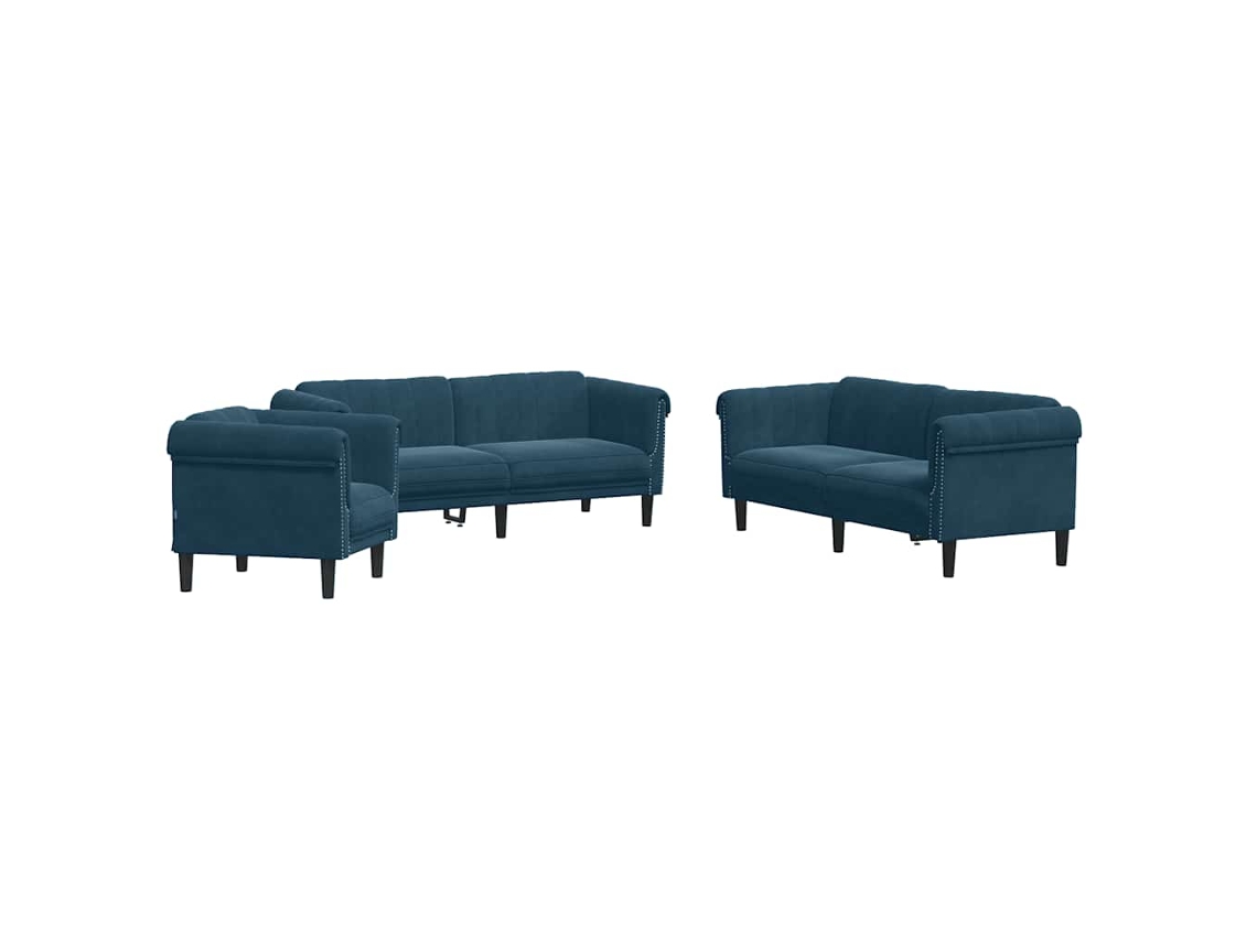 Sofa Set, Sofa Sets Vidaxl Azul Veludo (n/a)