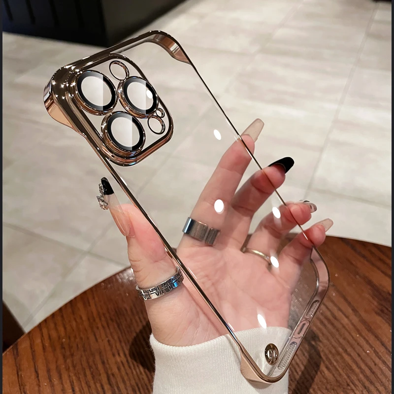 Capa Para Celular (iphone 12) Transparente, Ultrafina E Com Acabamento Eletrogalvanizado, Sem Moldura.