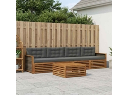 Vidaxl Conjunto De Sofás Para Exterior 5 Pcs Natural E Antracite