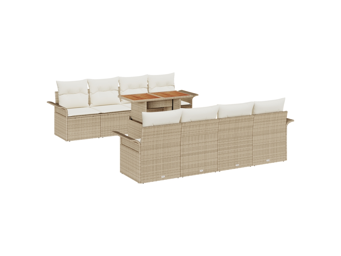 Conjunto 9 Conjunto De Jardim Vidaxl Bege Vime Pe (100 X 55 X 73 Cm)