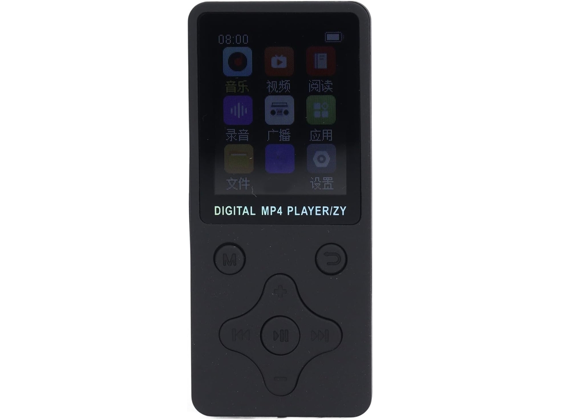 Leitor de MP3/MP4 de 64 GB com tela de 64 GB, rádio FM, gravador sem perdas de 1,8" com rádio e agenda de voz (preto)