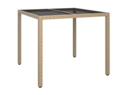 Conjunto 1 Mesas De Jardim Vidaxl Bege Vime Pe (90 X 90 X 75 Cm)