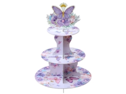 Suporte Para Cupcakes De 3 Andares Em Formato Borboleta, Papelão Com Tema Floral Cupcakes, Sobremesa Borboleta Roxa Chá Bebê.