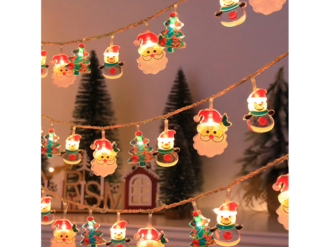 Rebe-luces De Natal Em Cadeia Com Boneco De Neve, Papai Noel E Árvore, Luzes Led Brancas Quentes Para Decoração Festiva De Janelas E Festivais