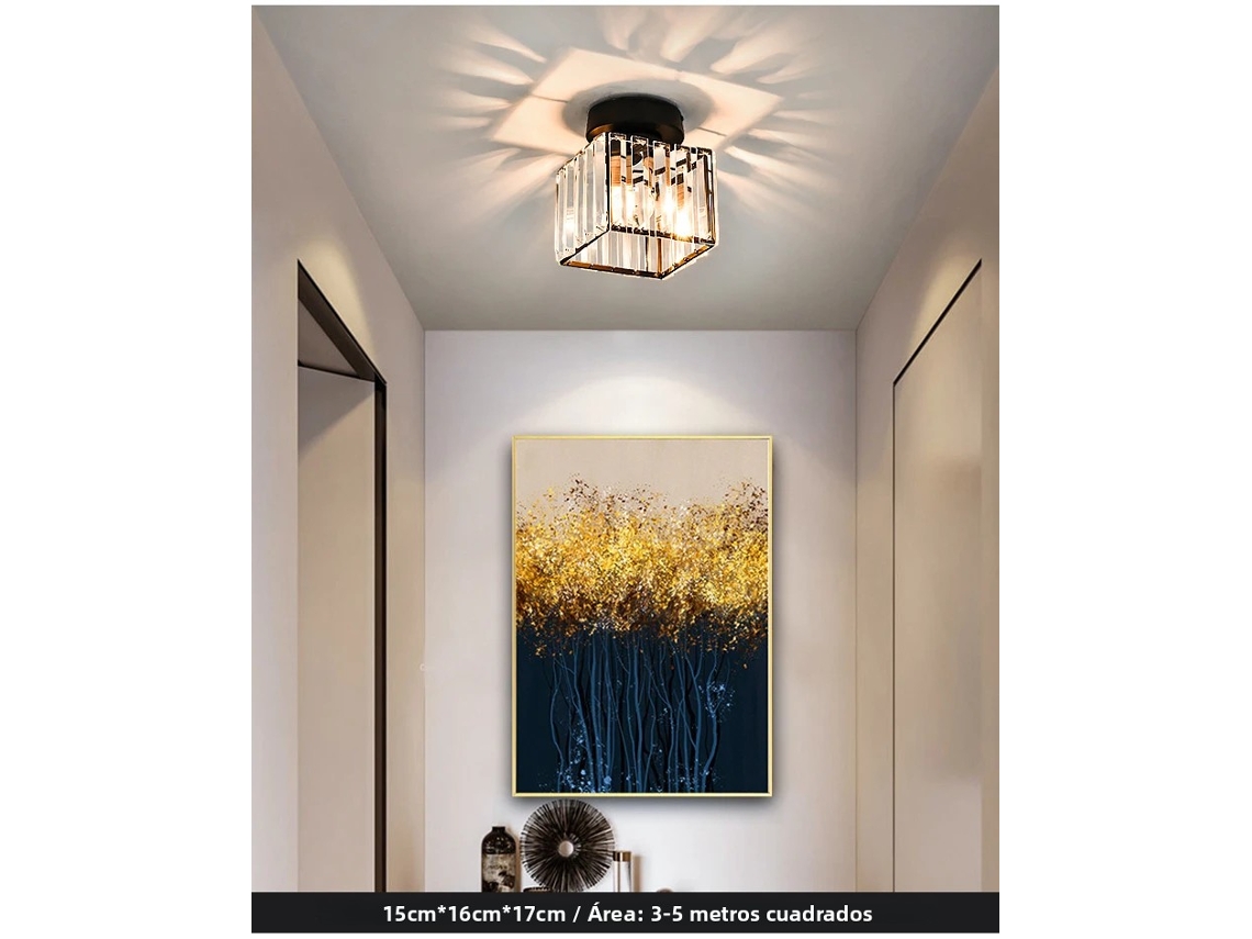 (quadrado Preto) Lustre De Cristal Nórdico Moderno, Estilo Minimalista