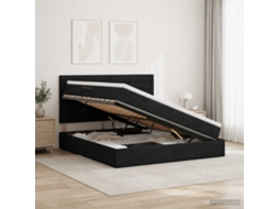 Vidaxl Cama Com Arrumação E Colchão Preto 160 X 200 Cm Tecido