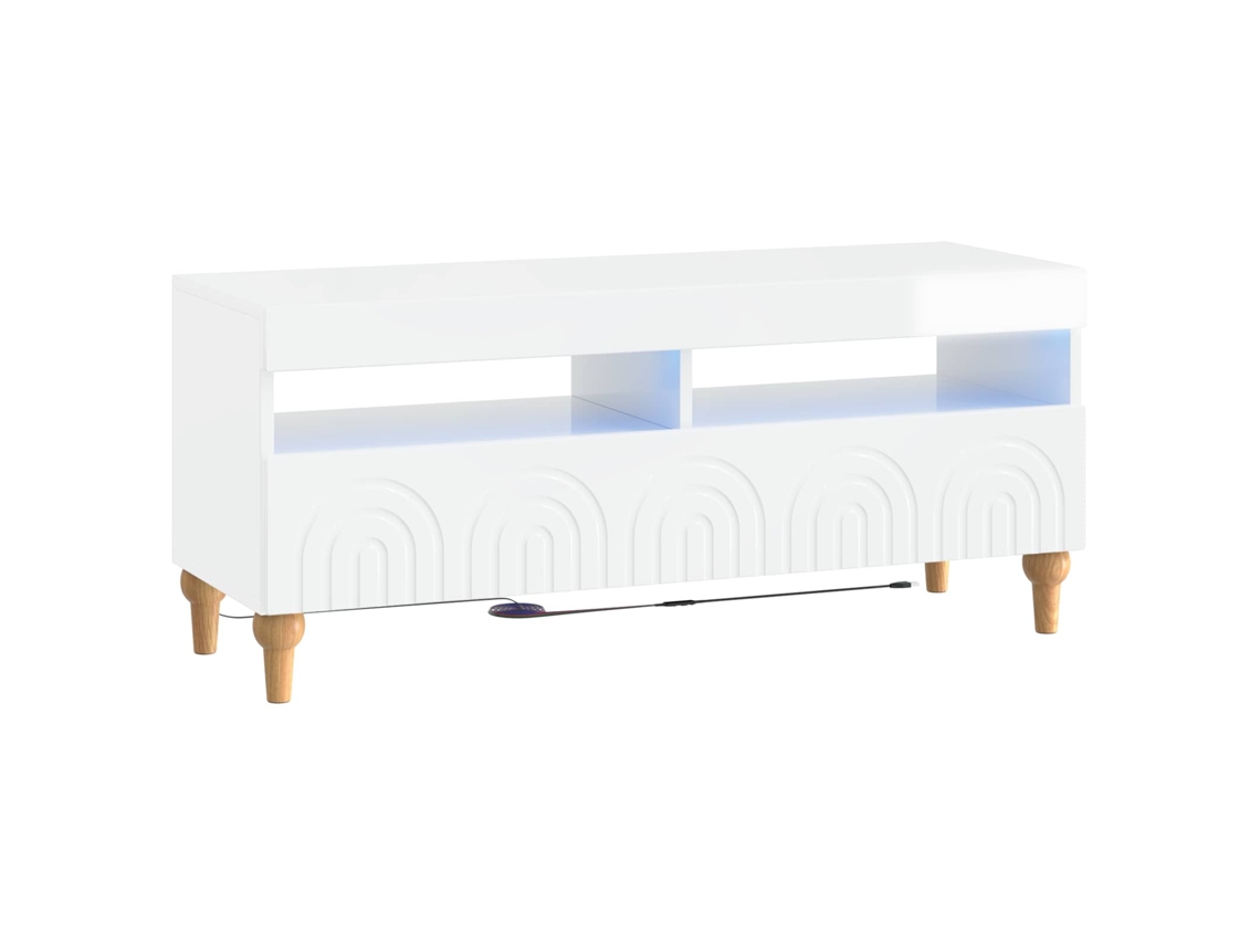 Vidaxl Gabinete De Tv Led Branco Brilhante Derivados De Madeira