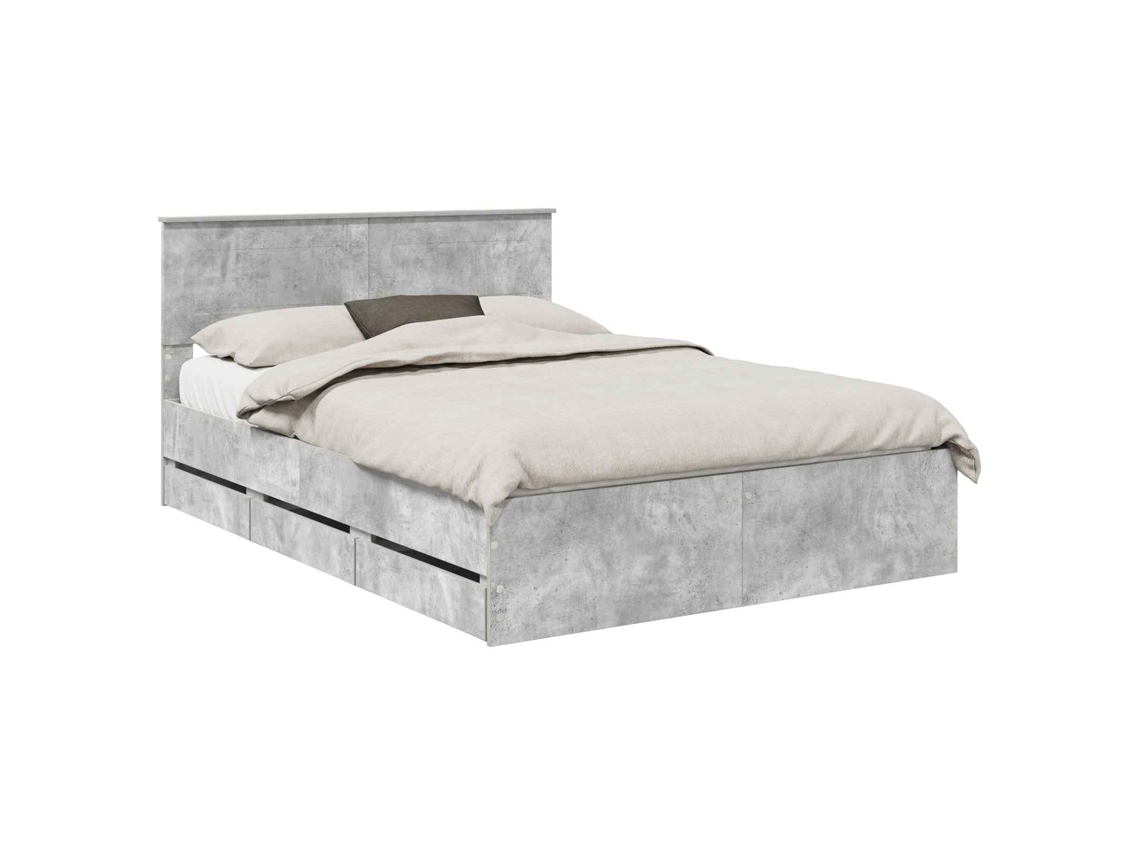 Estrutura de Cama MAISON EXCLUSIVE Cinzento 140 X 190 cm Madeira de Engenharia