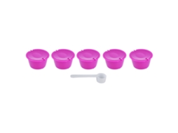 5pcs Cápsula Reutilizável 50ml com Colher para Dolce Gusto Vermelho Rosa | S/MARCA
