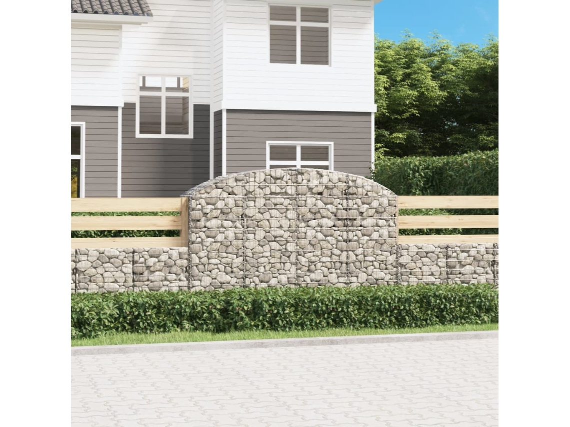 Vidaxl Cesto Gabião Arqueado 200x50x120/140 Cm Ferro Galvanizado