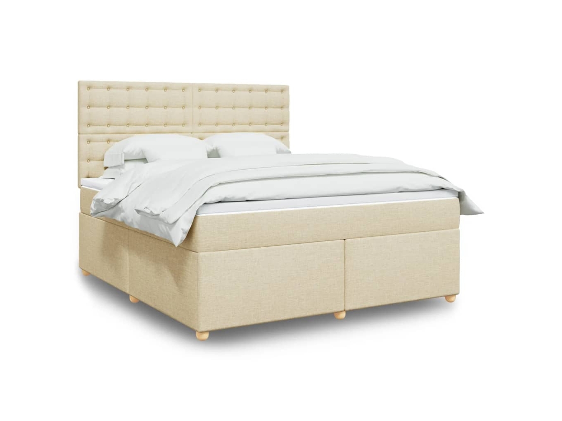 Vidaxl Cama Com Molas/colchão 180x200 Cm Tecido Cor Creme