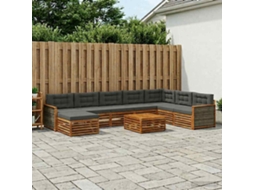 Vidaxl Conjunto De Sofás Para Exterior 9 Pcs Natural E Antracite