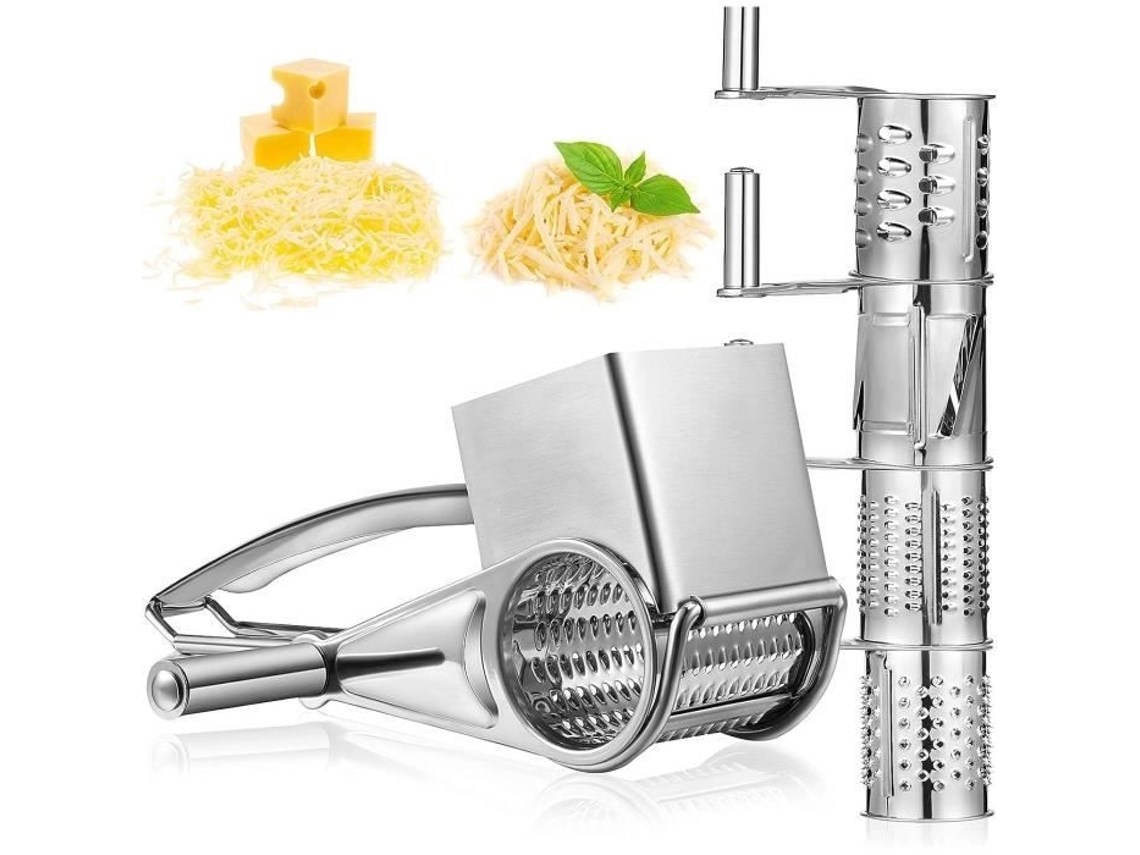 Ralador De Queijo Manual Giratório Em Aço Inoxidável Com 4 Recipientes Para, Legumes, Cenouras E Batatas