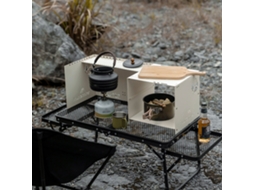 Paravento para Fogão de Camping Plegável com Prateleira