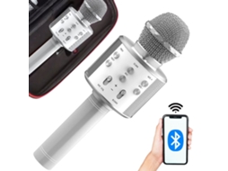Máquina De Karaokê Sem Fio Bluetooth Prateado