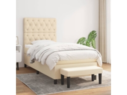 Cama Com Molas/colchão 80x200 Cm Tecido Cor Crème