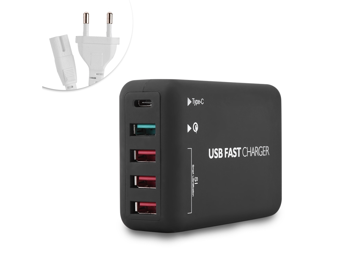 Carregador (múltiplas Portas Usb, Carregamento Rápido) Carregador Multi-usb 5v/9v/12v (plugue Eu)