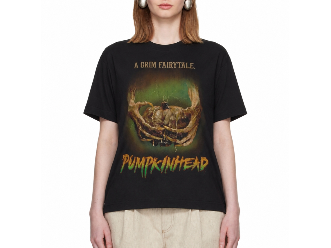 Rockinstone Pumpkinhead Movie Claws Holding A Nasty Pumpkin Black Adult T-shirt Size:xl