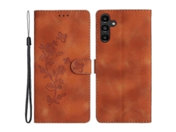 Capa Tipo Carteira De Couro Pu Compatível Com Samsung Galaxy A54 5g Com Estampa De Flores E Suporte Flip