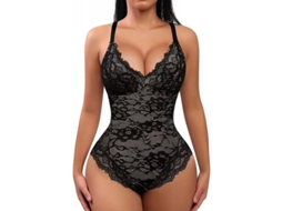 2026-body Suits Para Mulher Shapewear De Controle Abdominal Com Decote V E Luvas Ajustáveis Uko Medium Negro