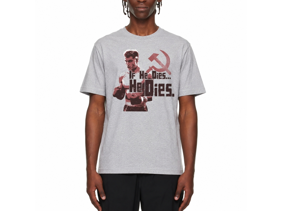 Rockinstone Rocky Movie He Dies Heather Gray Adult T-shirt Size:s