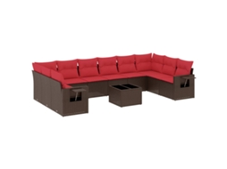Conjunto de Sofá de Jardim, 11 Peças, Almofadas, Rattan Preto MAISON EXCLUSIVE