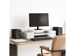 Vidaxl Suporte Para Monitor C/ Arrumação Derivados De Madeira Branco