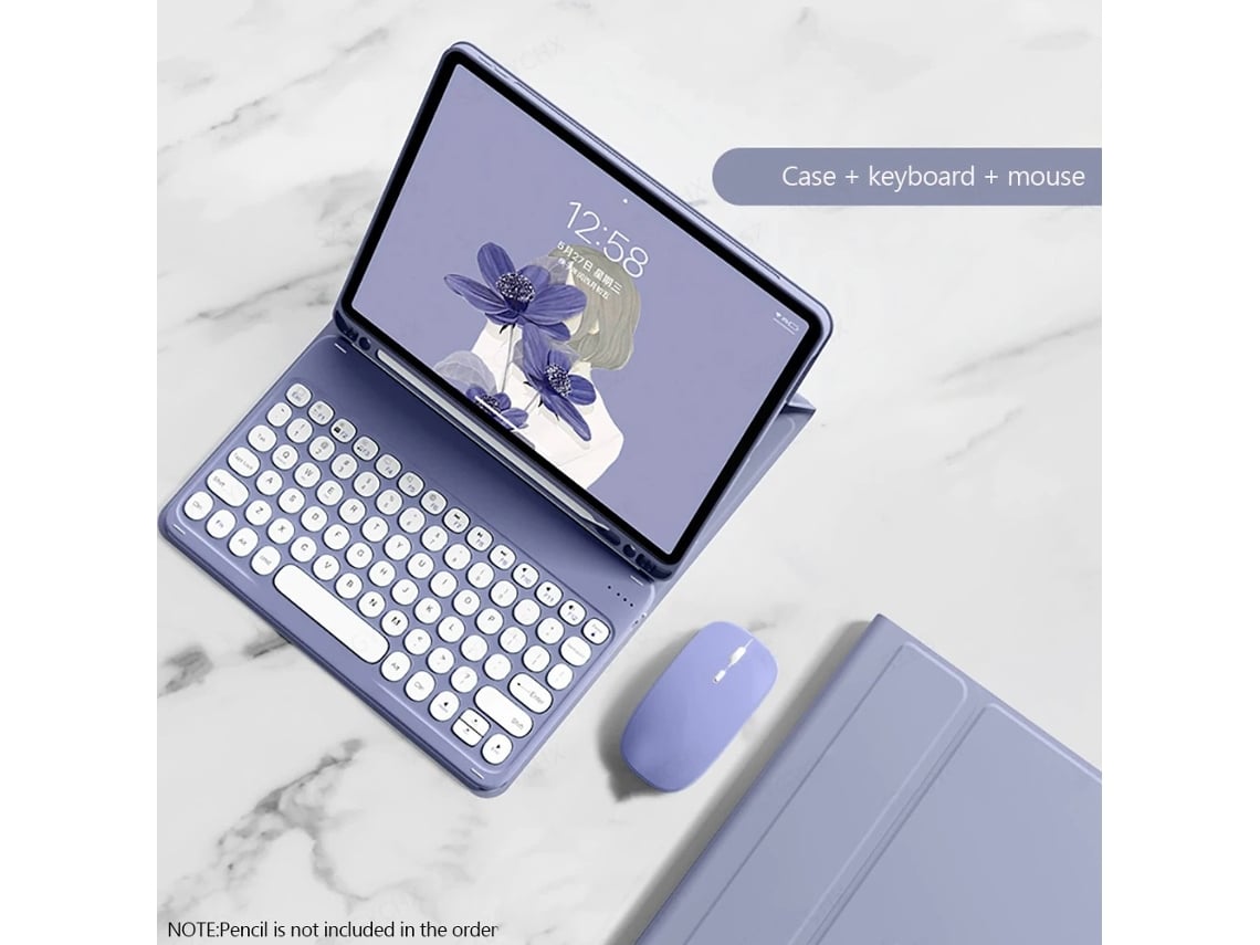 Capa Com Teclado Para Tablet Samsung S8 Ultra 14,6 Polegadas X900/x906 (com Teclado Grande De 12 Polegadas) Roxo Escuro Com Teclado Redondo (com Mouse