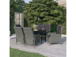 Vidaxl 7 Pcs Conjunto De Jantar Para Jardim Cinzento-claro