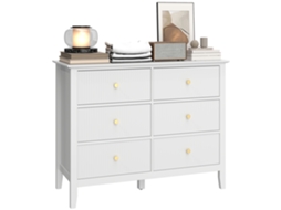 Cômoda/aparador Com 6 Gavetas, Armário Moderno Para Sala De Estar, Quarto E Corredor, 100 X 40 X 78 Cm, Branco