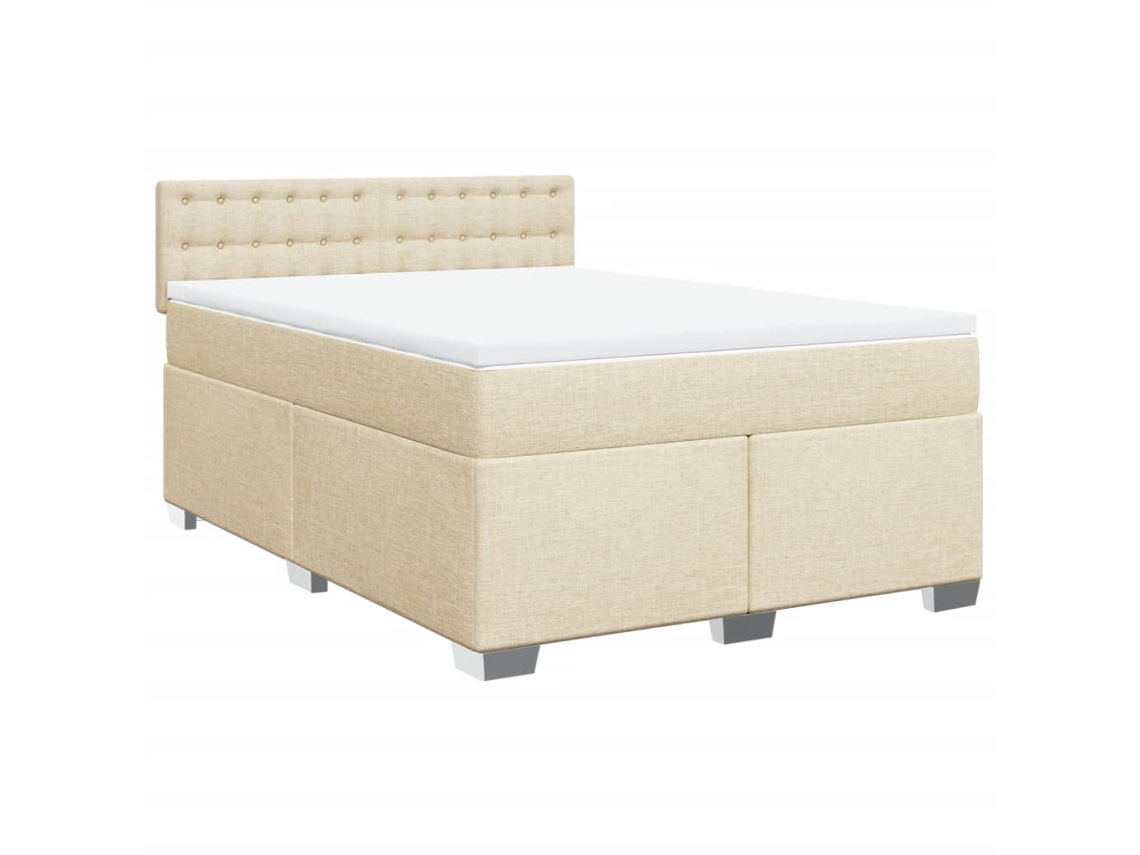 Cama com Molas/colchão 160x200 Cm Tecido Cor Creme MAISON EXCLUSIVE